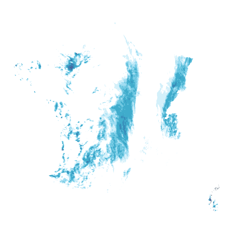 Carte de précipitations de 8 h 50 à 8 h 55 le 21 octobre 2026 (heure de Paris). Les zones hachurées correspondent à des valeurs non disponibles.