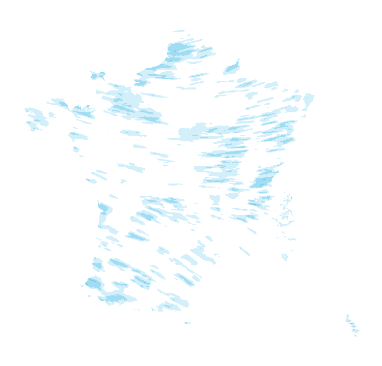 Cumul de précipitations sur ce seul créneau natif. Les zones hachurées correspondent à des valeurs non disponibles.