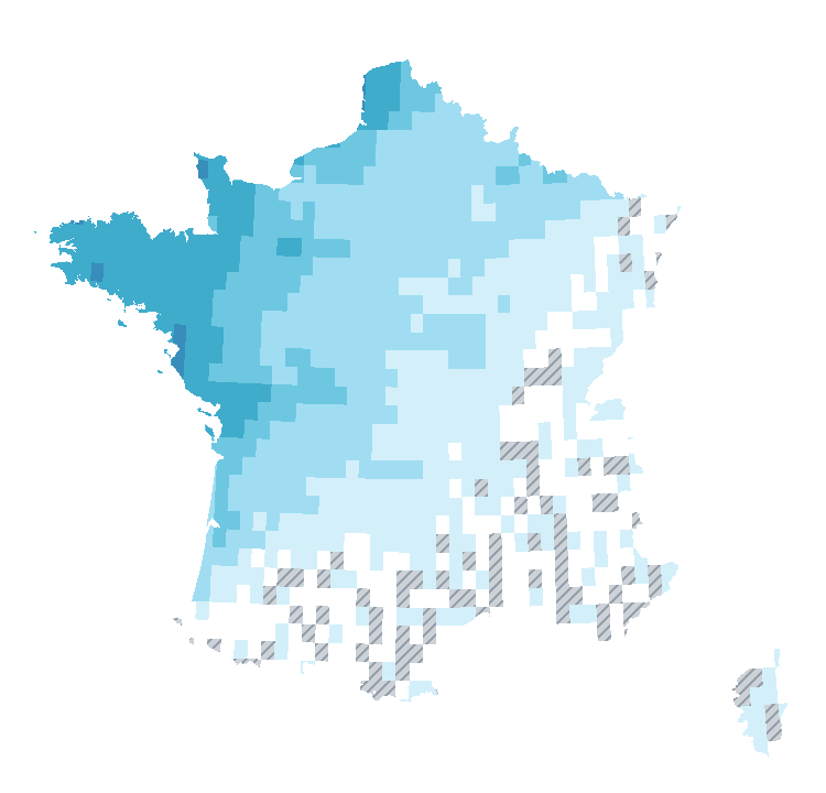 Carte de précipitations du 22 octobre 2026 à 2 h au 23 octobre 2026 à 2 h (heure de Paris). Les zones hachurées correspondent à des valeurs non disponibles.