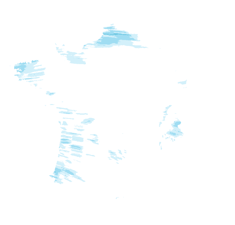 Carte de précipitations du 21 octobre 2026 à 23 h 20 au 22 octobre 2026 à 1 h 20 (heure de Paris). Les zones hachurées correspondent à des valeurs non disponibles.