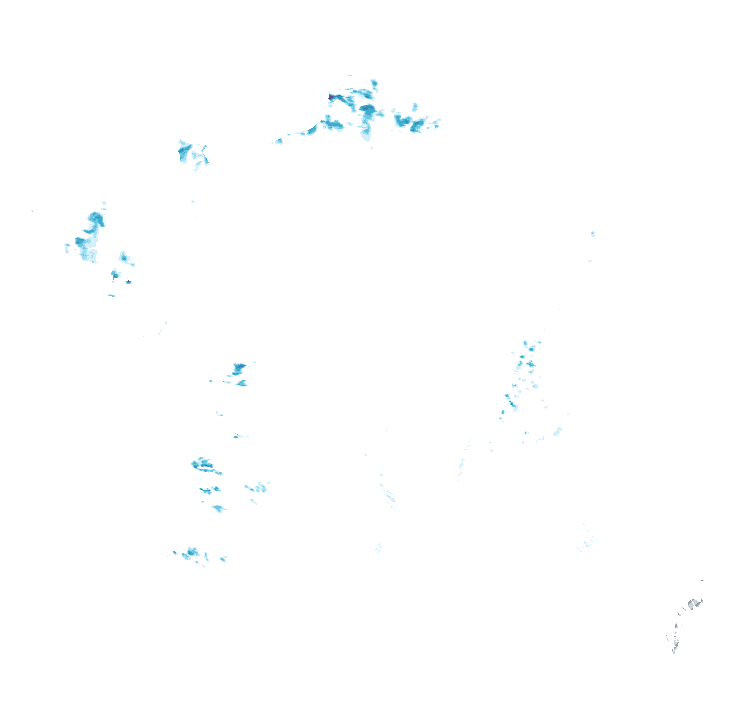 Carte de précipitations de 0 h 50 à 0 h 55 le 22 octobre 2026 (heure de Paris). Les zones hachurées correspondent à des valeurs non disponibles.
