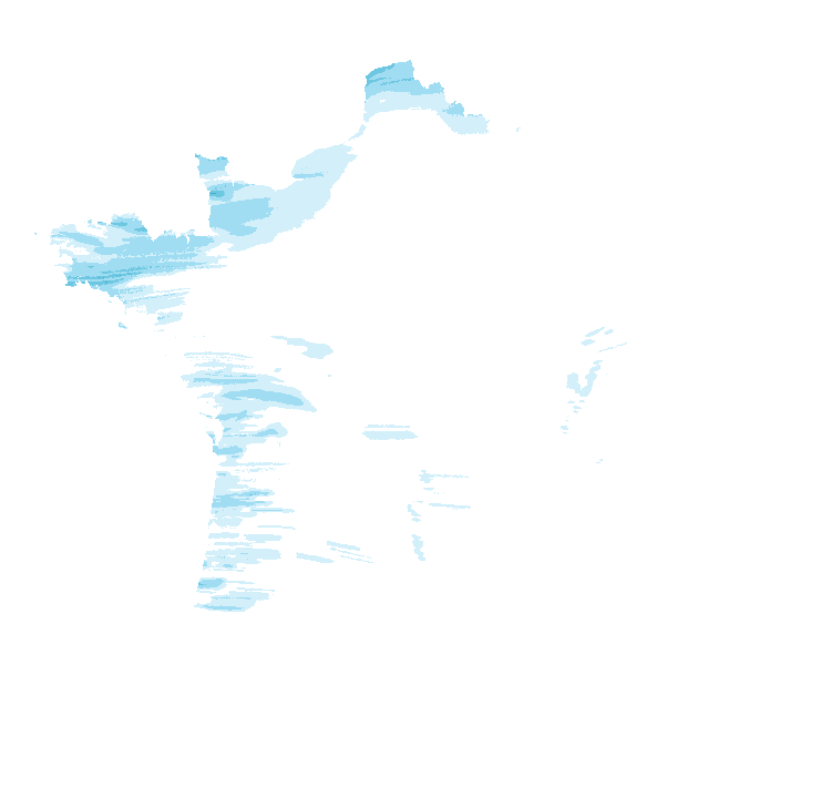 Carte de précipitations de 4 h 20 à 6 h 20 le 22 octobre 2026 (heure de Paris). Les zones hachurées correspondent à des valeurs non disponibles.