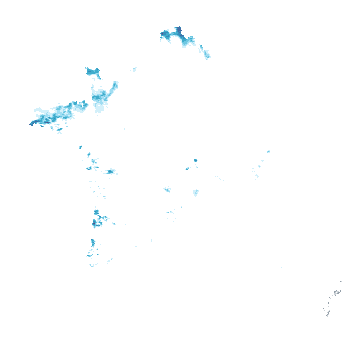 Carte de précipitations de 4 h 50 à 4 h 55 le 22 octobre 2026 (heure de Paris). Les zones hachurées correspondent à des valeurs non disponibles.
