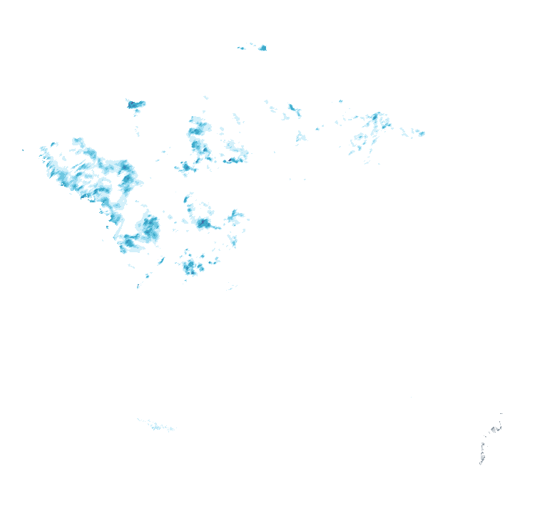 Carte de précipitations de 18 h 50 à 18 h 55 le 22 octobre 2026 (heure de Paris). Les zones hachurées correspondent à des valeurs non disponibles.
