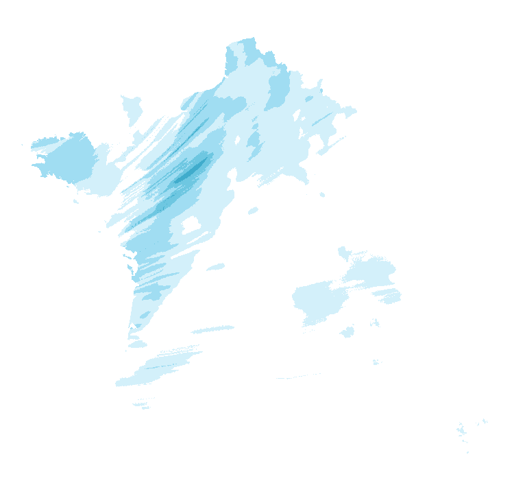 Carte de précipitations de 2 h 20 à 4 h 20 le 23 octobre 2026 (heure de Paris). Les zones hachurées correspondent à des valeurs non disponibles.