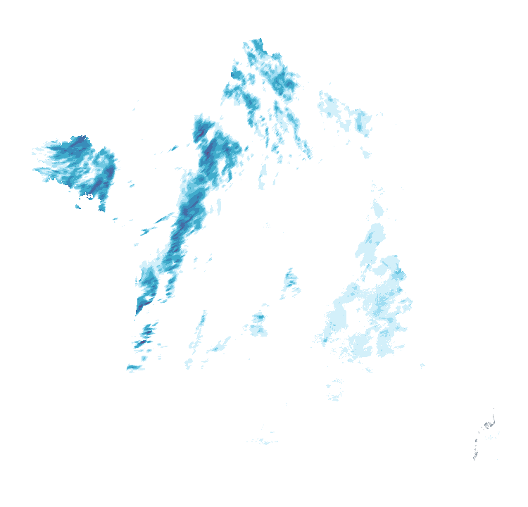 Carte de précipitations de 3 h 50 à 3 h 55 le 23 octobre 2026 (heure de Paris). Les zones hachurées correspondent à des valeurs non disponibles.