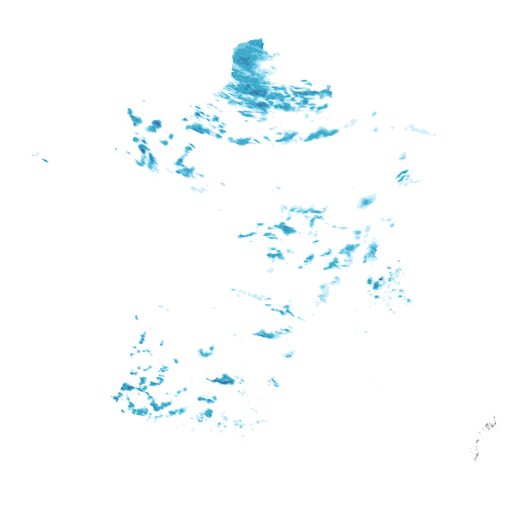 Carte de précipitations de 20 h 50 à 20 h 55 le 23 octobre 2026 (heure de Paris). Les zones hachurées correspondent à des valeurs non disponibles.
