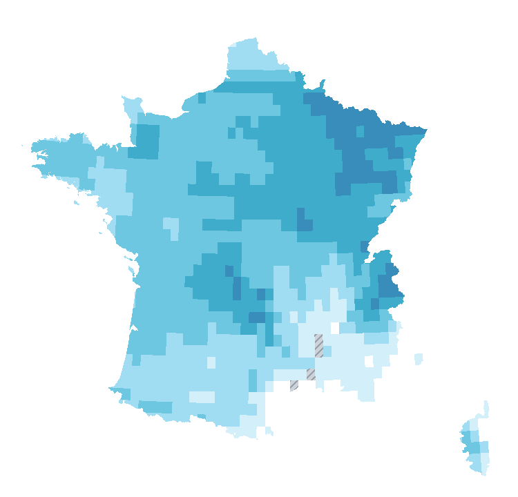 Carte de précipitations du 25 octobre 2026 à 2 h au 26 octobre 2026 à 1 h (UTC+02 puis UTC+01) (heure de Paris). Les zones hachurées correspondent à des valeurs non disponibles.