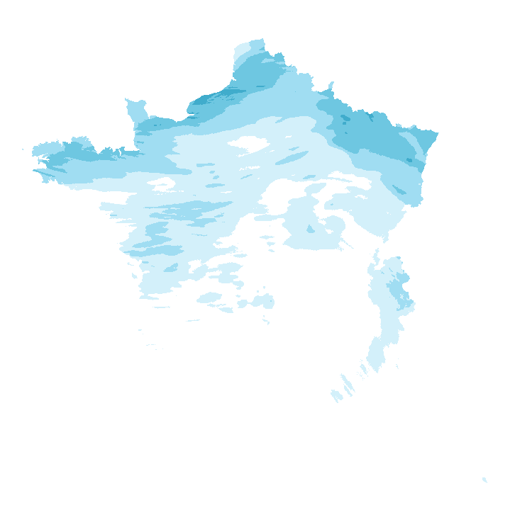 Carte de précipitations de 2 h 20 à 3 h 20 le 25 octobre 2026 (UTC+02 puis UTC+01) (heure de Paris). Les zones hachurées correspondent à des valeurs non disponibles.