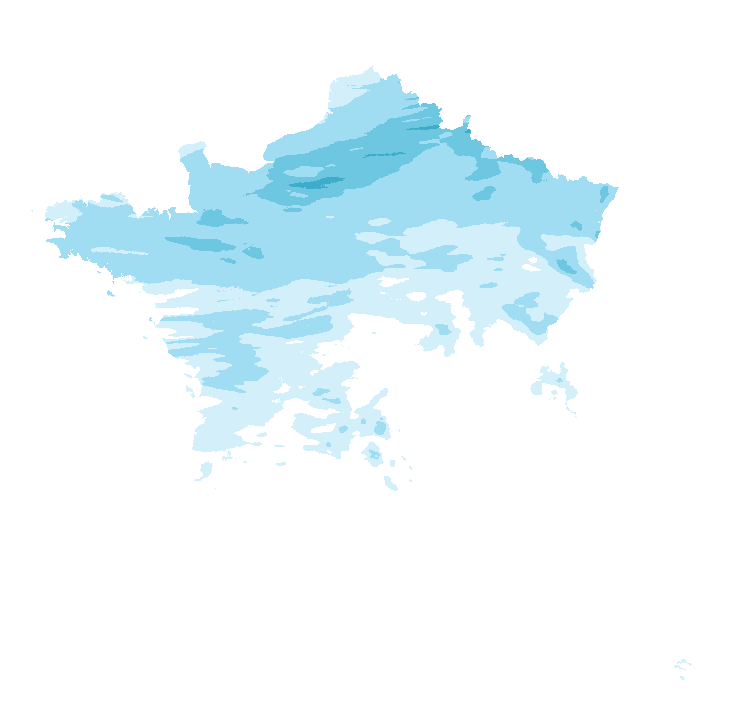 Carte de précipitations de 3 h 20 à 5 h 20 le 25 octobre 2026 (heure de Paris). Les zones hachurées correspondent à des valeurs non disponibles.