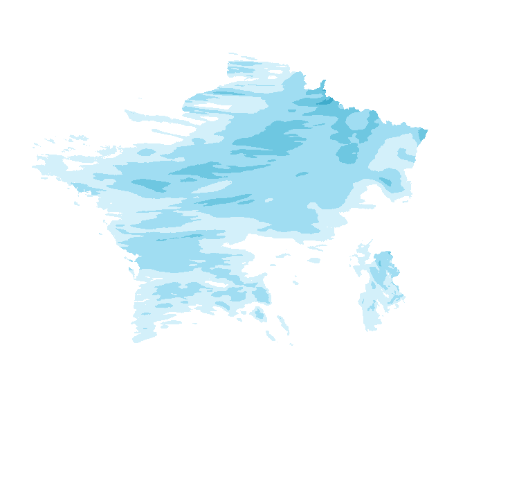 Carte de précipitations de 5 h 20 à 7 h 20 le 25 octobre 2026 (heure de Paris). Les zones hachurées correspondent à des valeurs non disponibles.