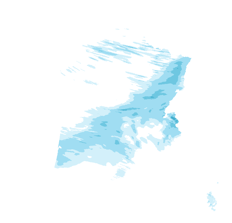 Carte de précipitations de 12 h 20 à 14 h 20 le 25 octobre 2026 (heure de Paris). Les zones hachurées correspondent à des valeurs non disponibles.